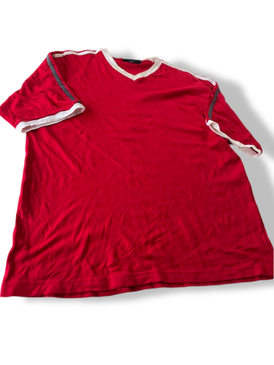 Vintage men's CS Active red V-neck plain short sleeve tees in L| L29W23|SKU 4843