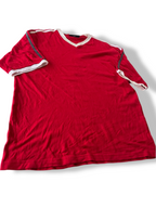 Vintage men's CS Active red V-neck plain short sleeve tees in L| L29W23|SKU 4843