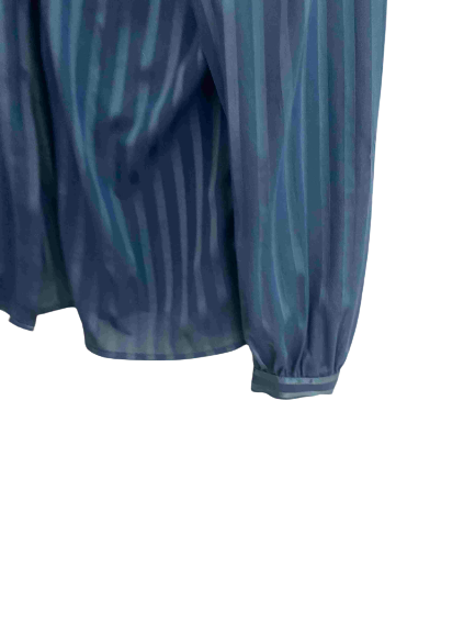 Vintage blue vertical stripe silk womens medium top