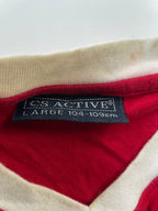 Vintage men's CS Active red V-neck plain short sleeve tees in L| L29W23|SKU 4843
