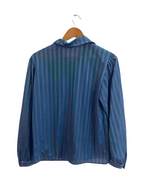 Vintage blue vertical stripe silk womens medium top