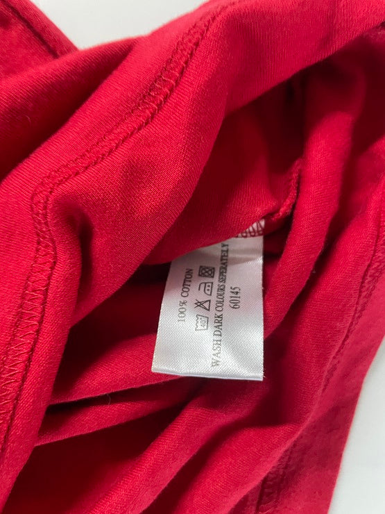 Vintage men's CS Active red V-neck plain short sleeve tees in L| L29W23|SKU 4843