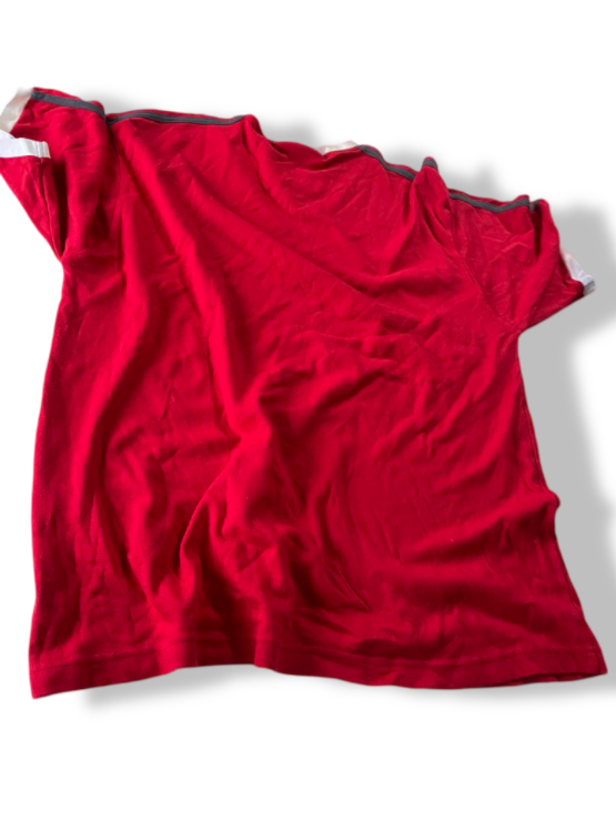 Vintage men's CS Active red V-neck plain short sleeve tees in L| L29W23|SKU 4843