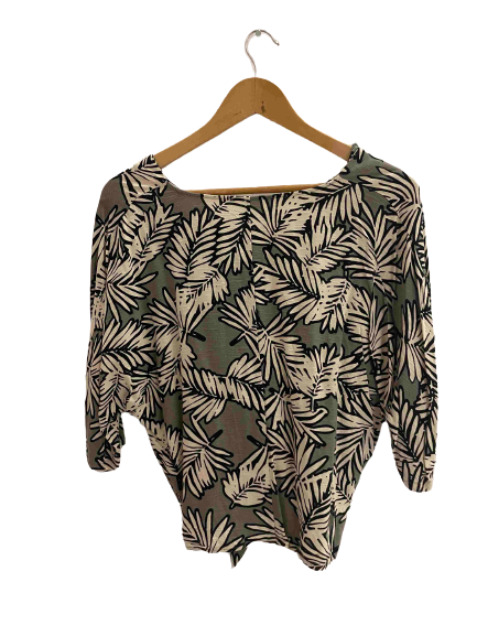 Vintage grey leaf print women's Cropped top size 14