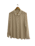 Vintage cream brown dotted spot long sleeve womens shirt size 18