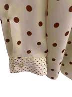 Vintage cream brown dotted spot long sleeve womens shirt size 18