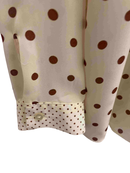 Vintage cream brown dotted spot long sleeve womens shirt size 18