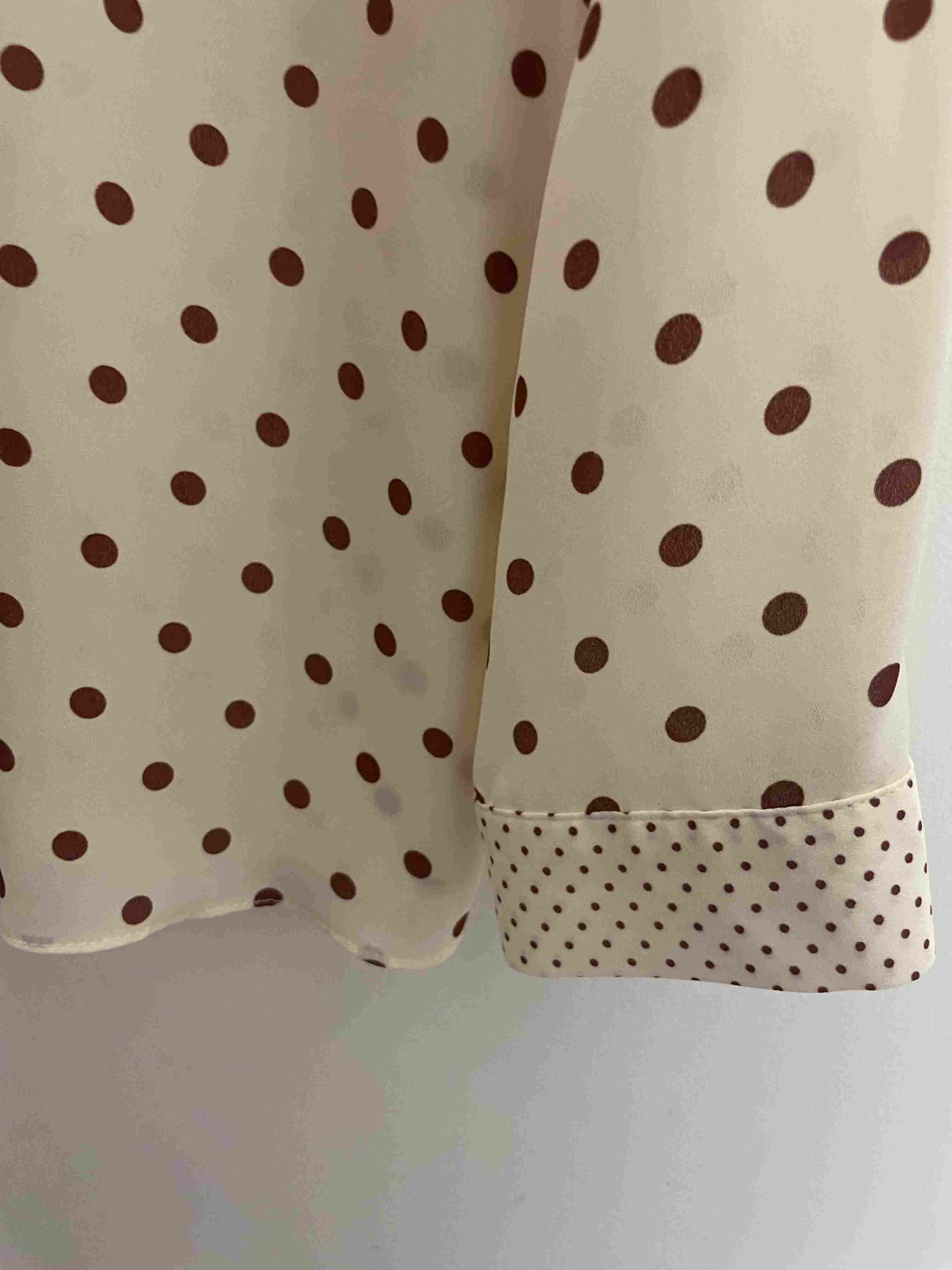 Vintage cream brown dotted spot long sleeve womens shirt size 18