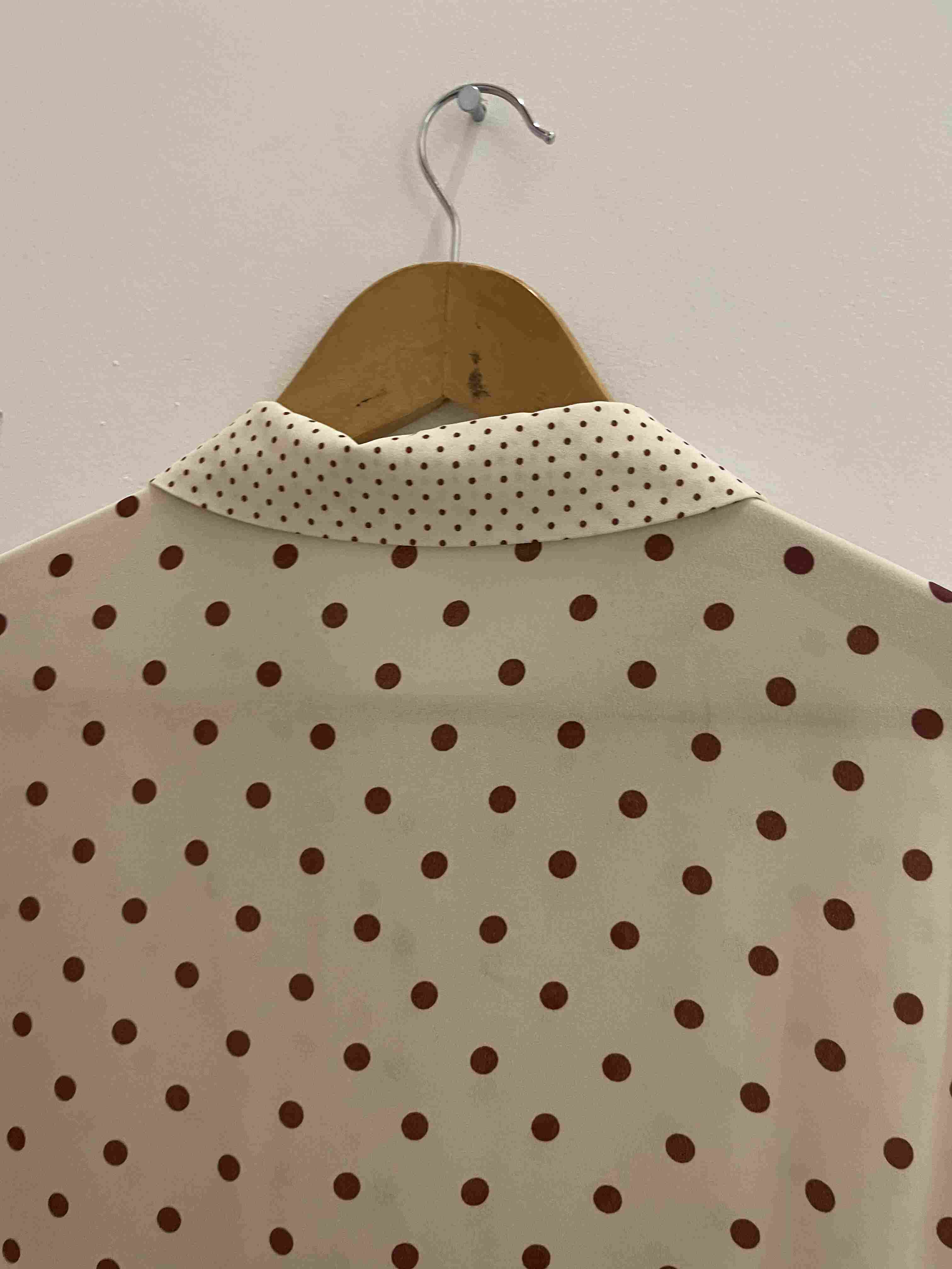 Vintage cream brown dotted spot long sleeve womens shirt size 18