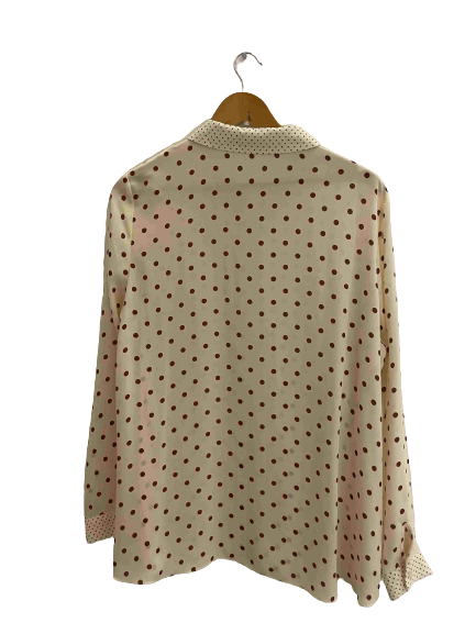 Vintage cream brown dotted spot long sleeve womens shirt size 18