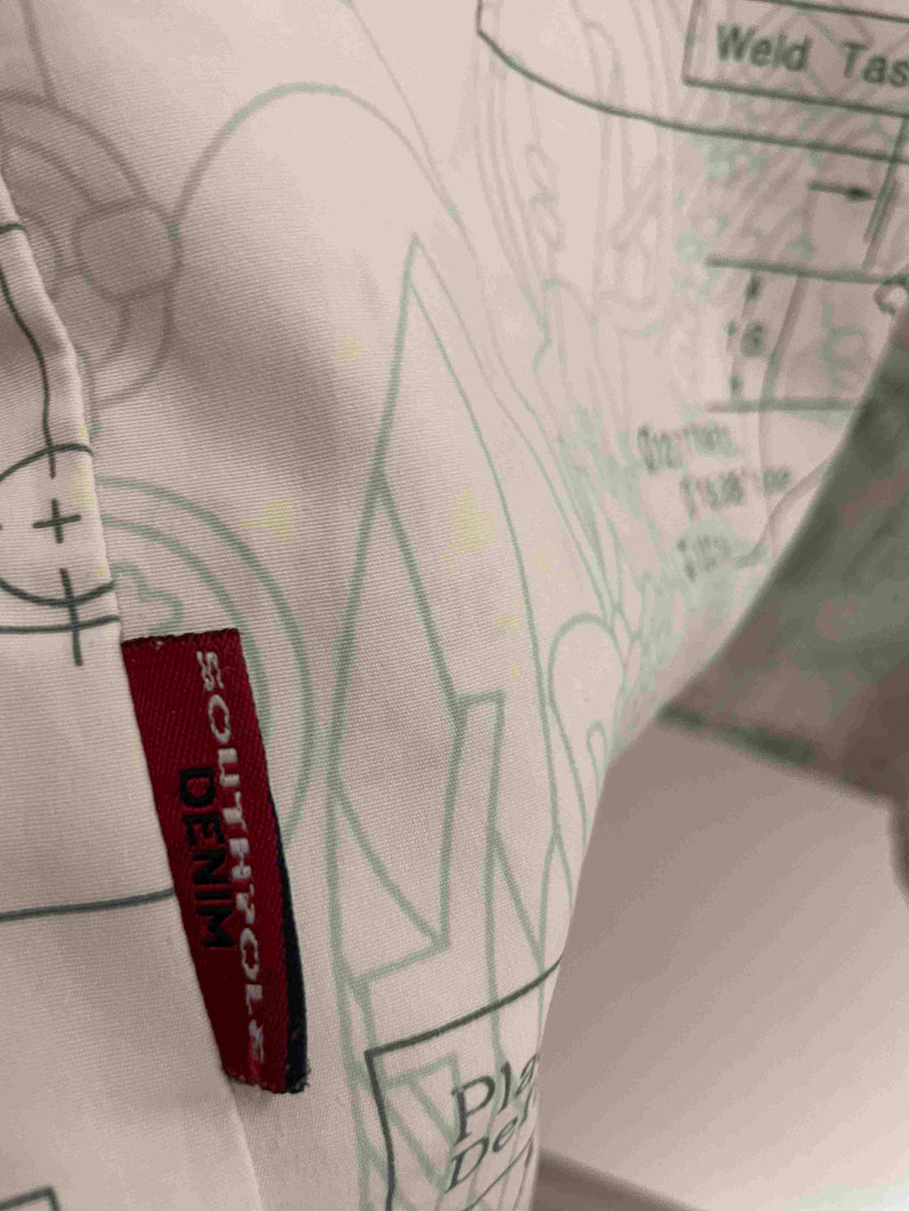 Vintage white southpole denim large pattern short sleeve shirt