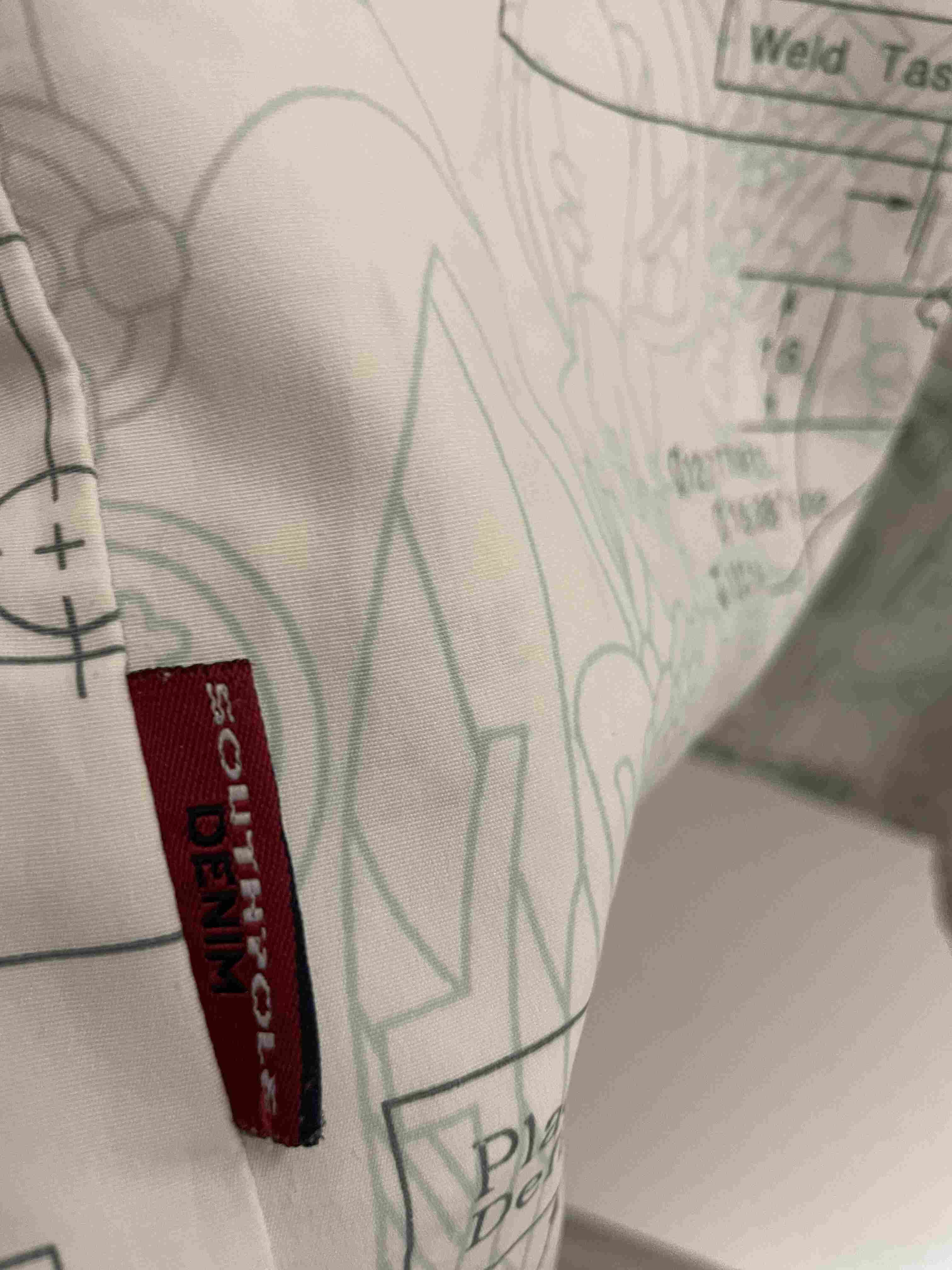 Vintage white southpole denim large pattern short sleeve shirt