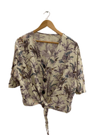 Vintage womens leaf and animal print cream top size 14