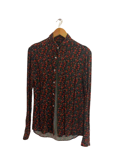 Vintage zara man red floral print small long sleeve shirt
