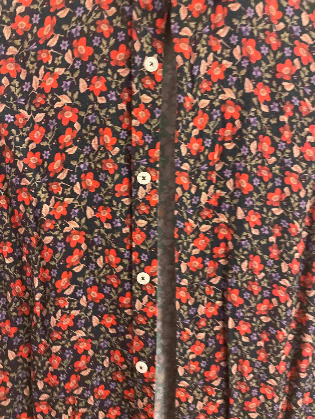 Vintage zara man red floral print small long sleeve shirt