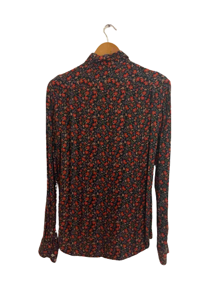 Vintage zara man red floral print small long sleeve shirt