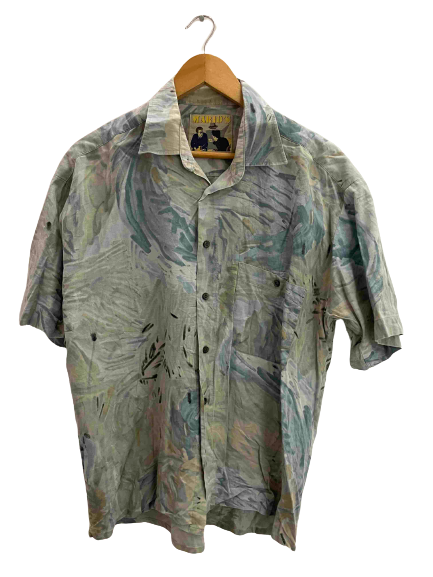 Vintage Mario's abstract festival print blue shirt size M