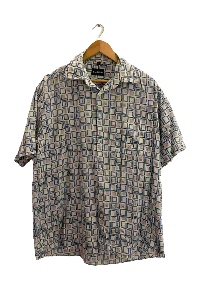 Vintage Biaginni white square print large shirt