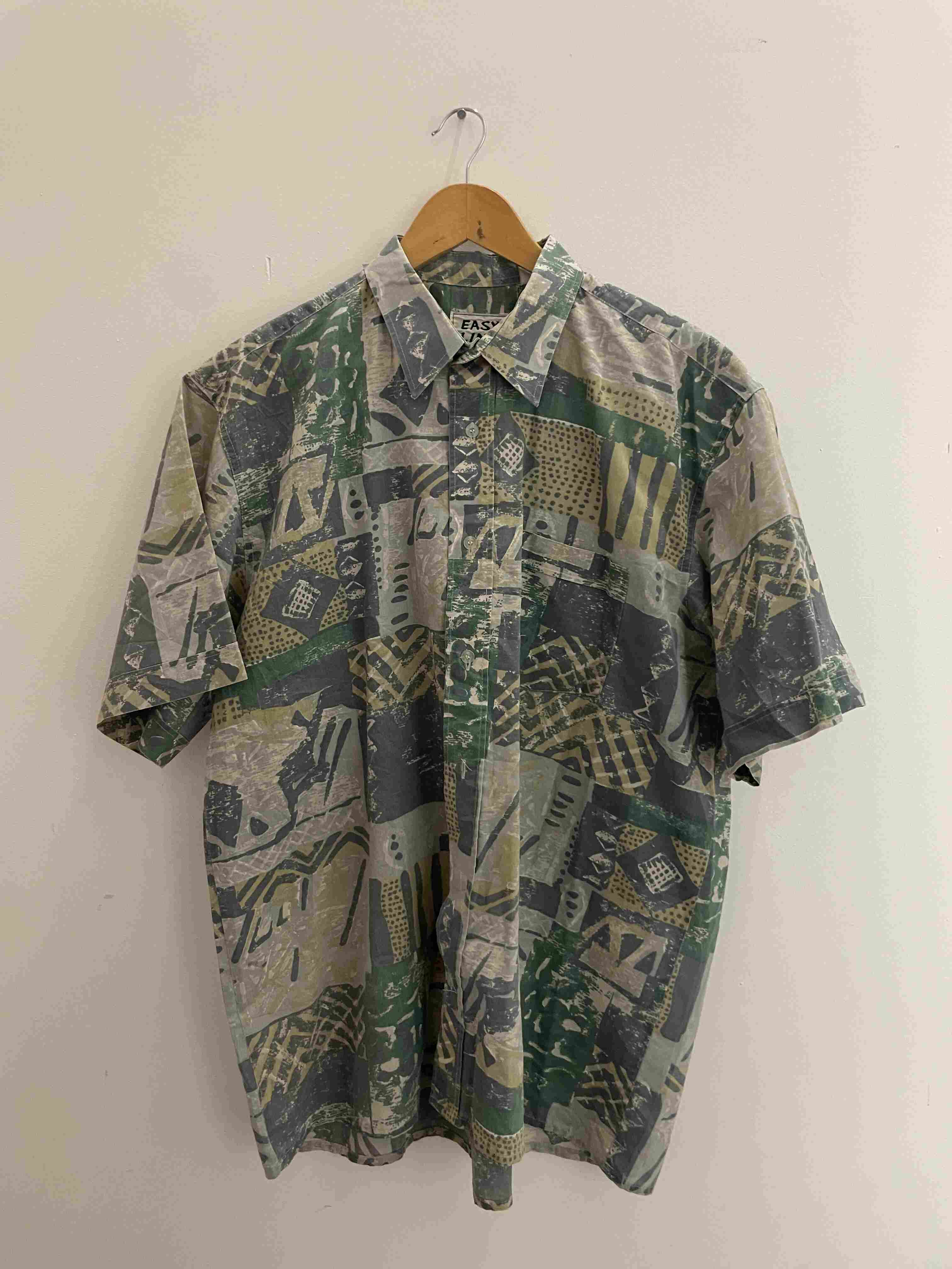 Vintage easy line grey abstract pattern shirt size XXL