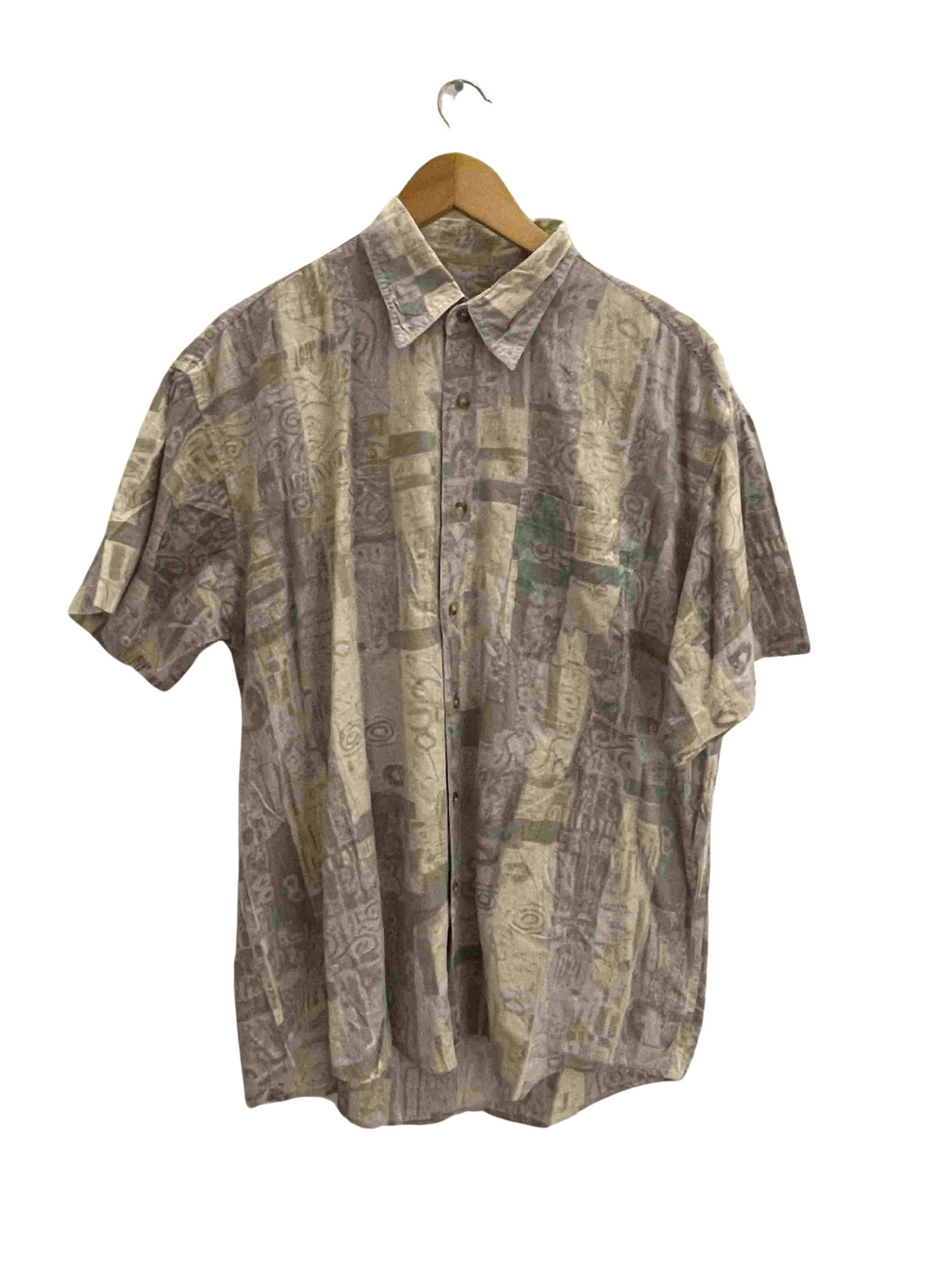 Vintage cream festive abstract print medium mens shirt