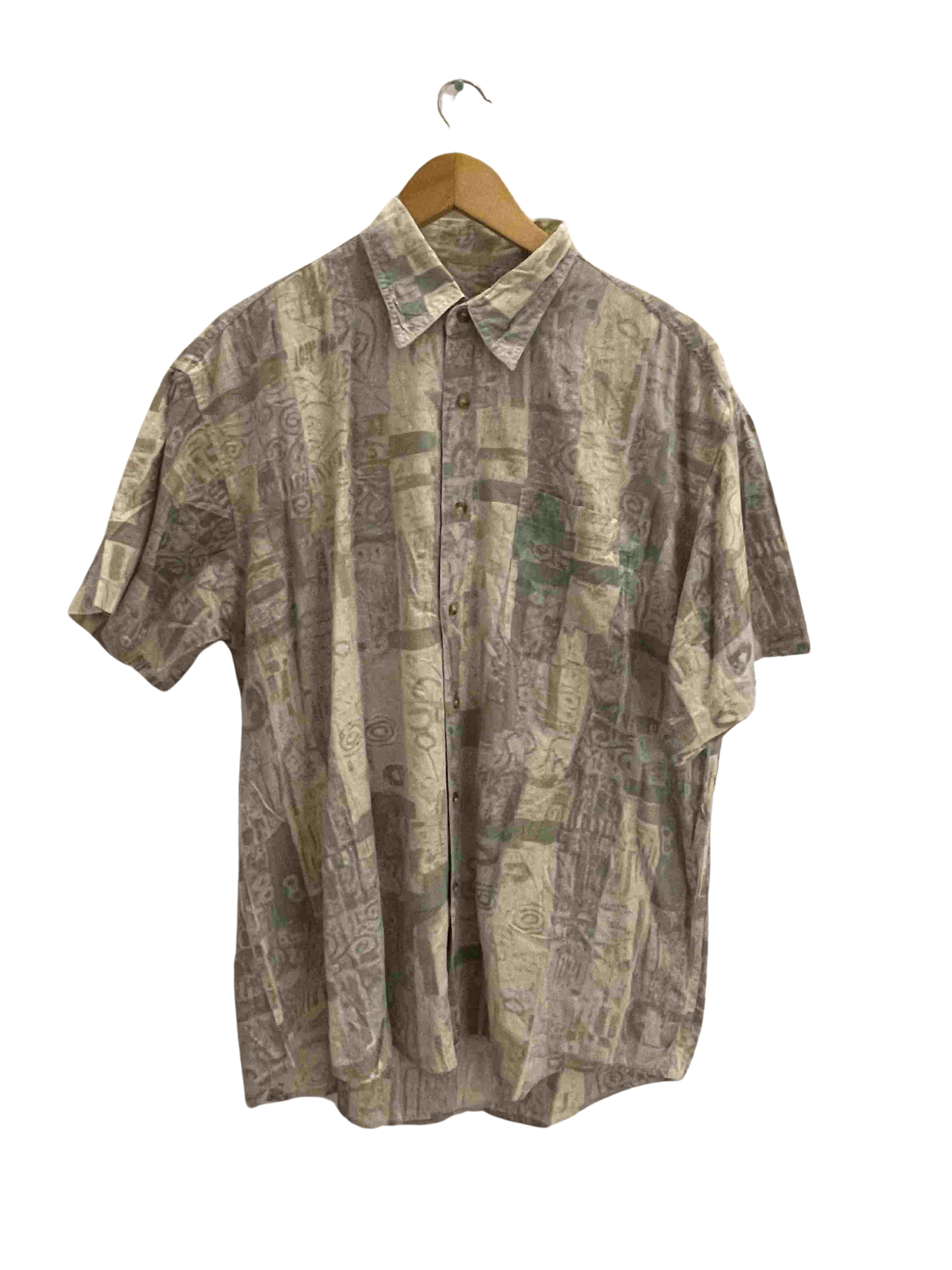 Vintage cream festive abstract print medium mens shirt