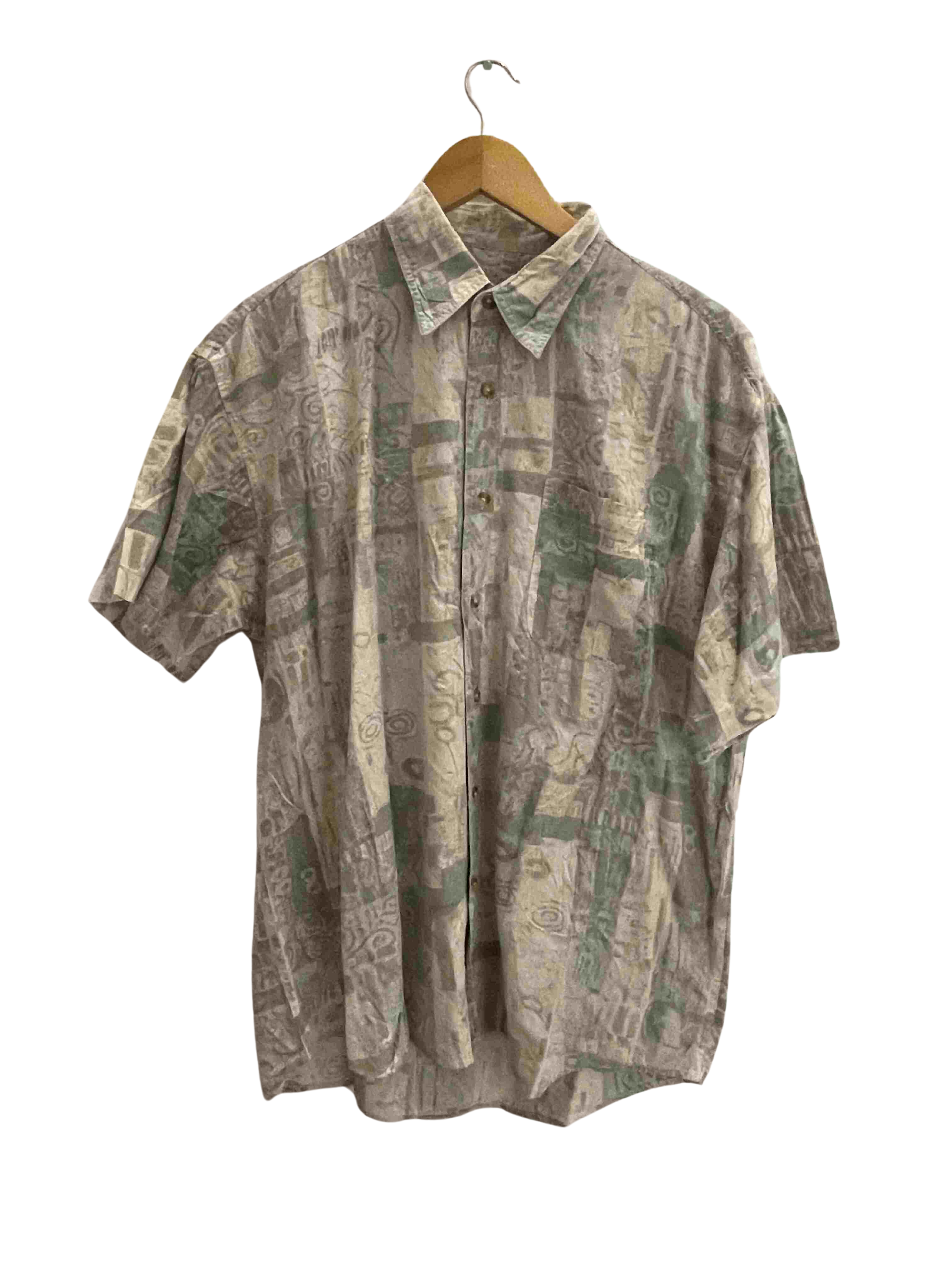 Vintage cream festive abstract print medium mens shirt