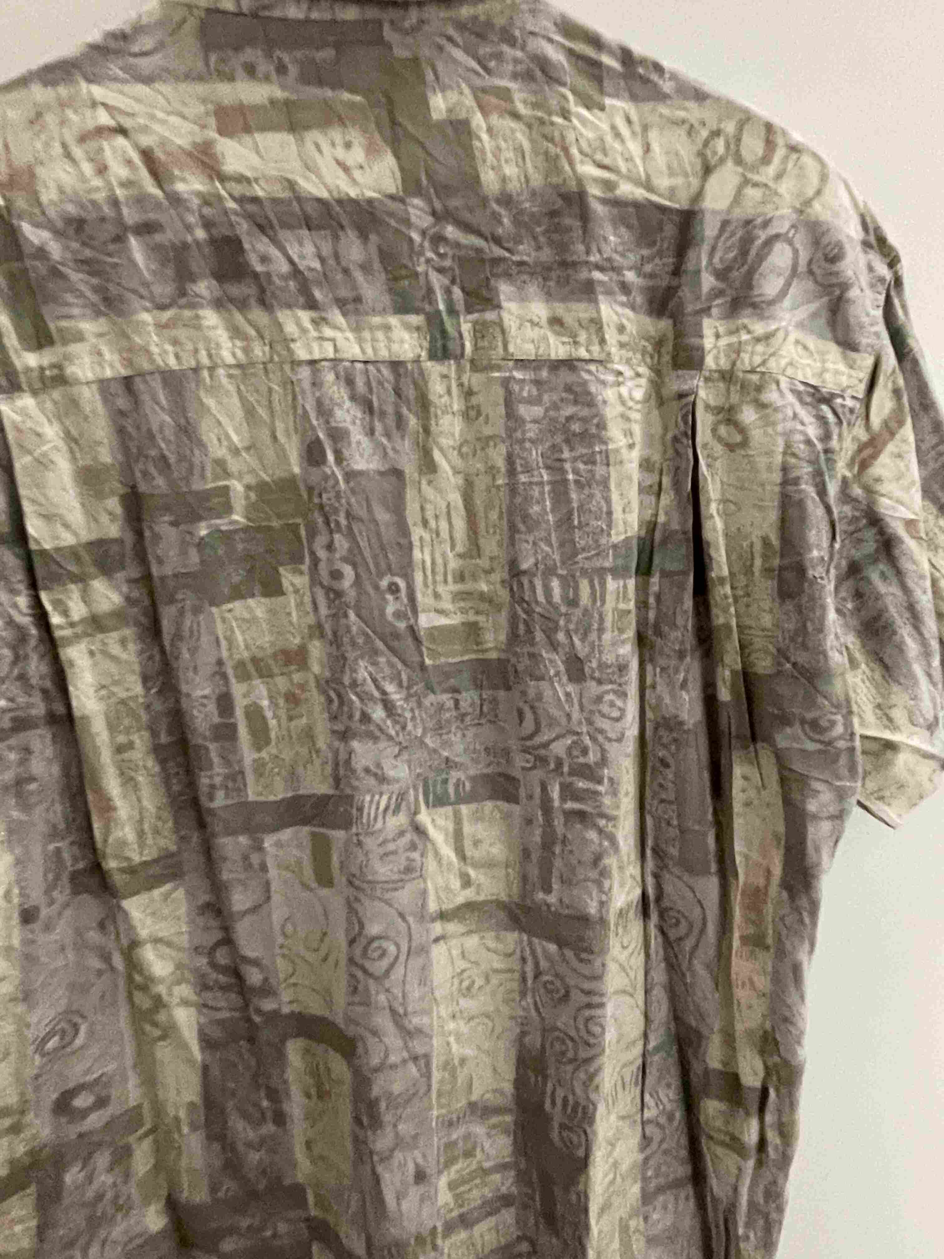 Vintage cream festive abstract print medium mens shirt
