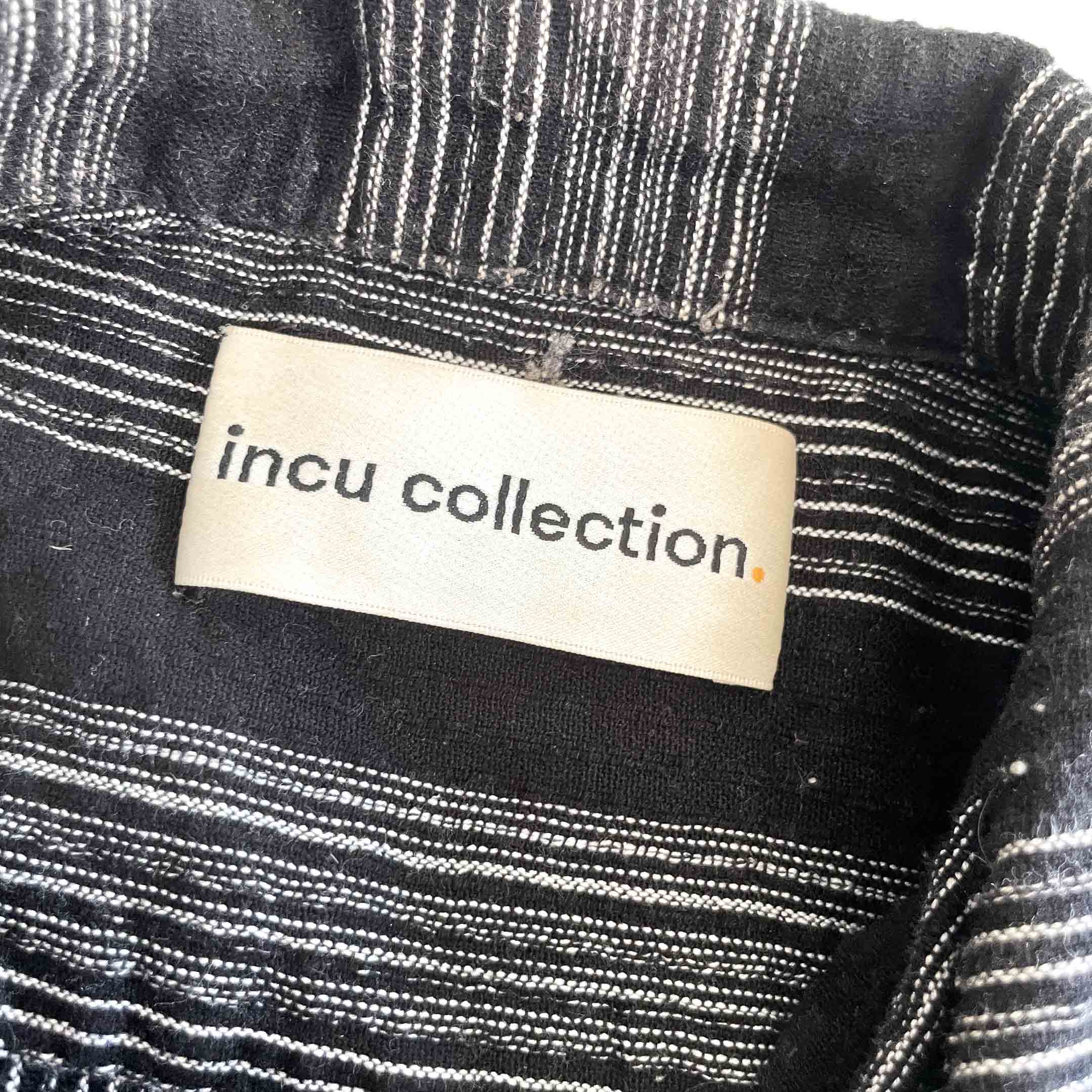 Vintage men Incu Collection black & white stripe short sleeve shirt in M|L31 W19|SKU 6373