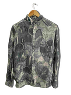 Vintage coreander grey abstract pattern festive mens small shirt