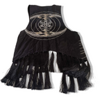 Vintage women H&M black pattern fringe sleeveless jacket in XS|L24 W15|SKU 6374