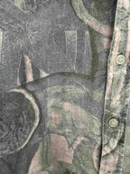 Vintage coreander grey abstract pattern festive mens small shirt