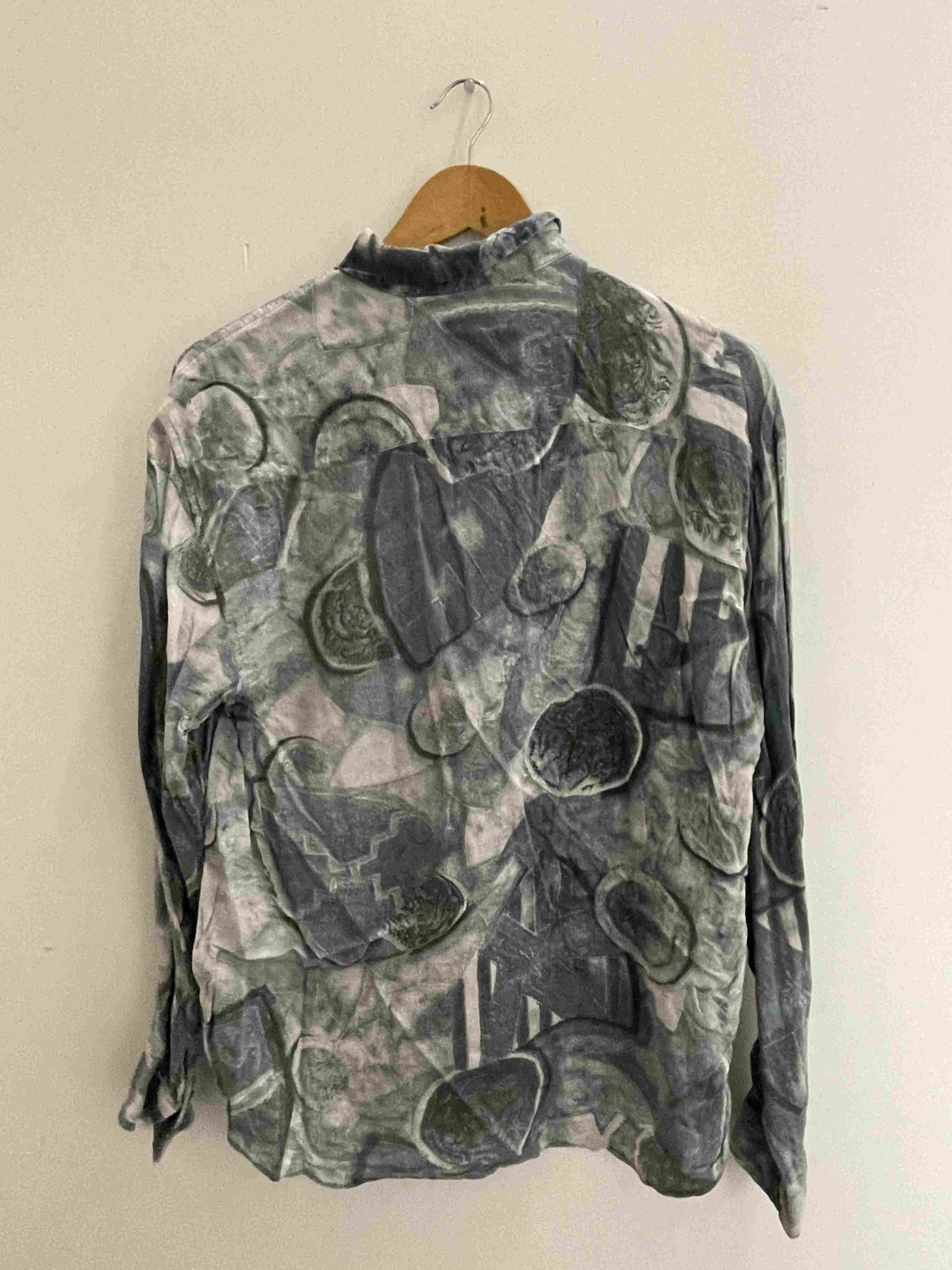 Vintage coreander grey abstract pattern festive mens small shirt