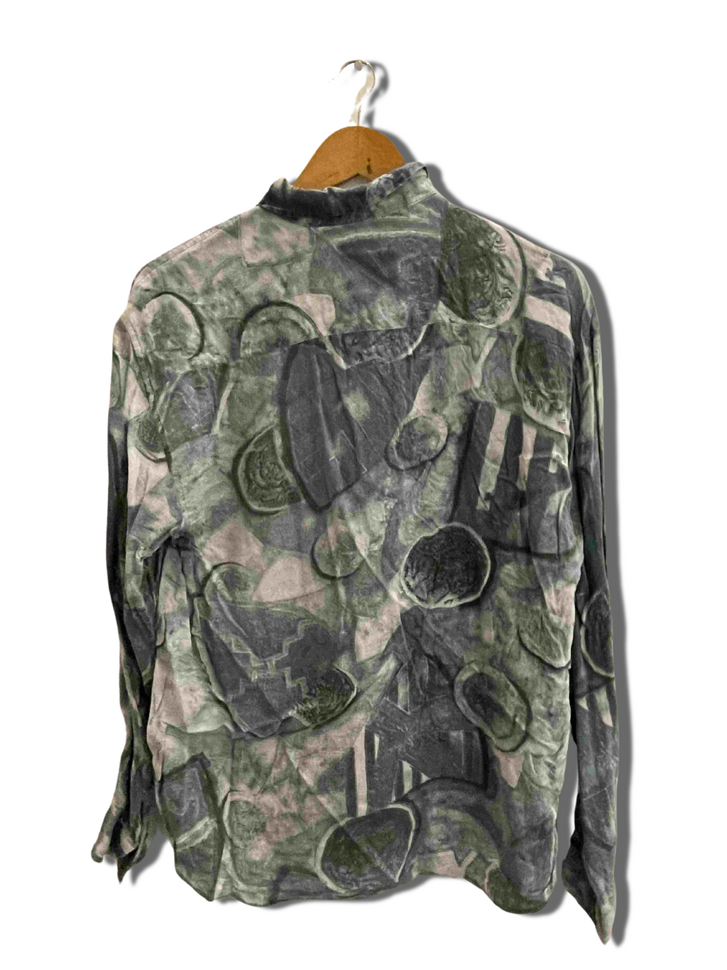 Vintage coreander grey abstract pattern festive mens small shirt