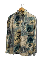 Vintage Amberto Rosetti cream abstract pattern festive small shirt