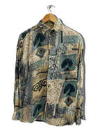 Vintage Amberto Rosetti cream abstract pattern festive small shirt