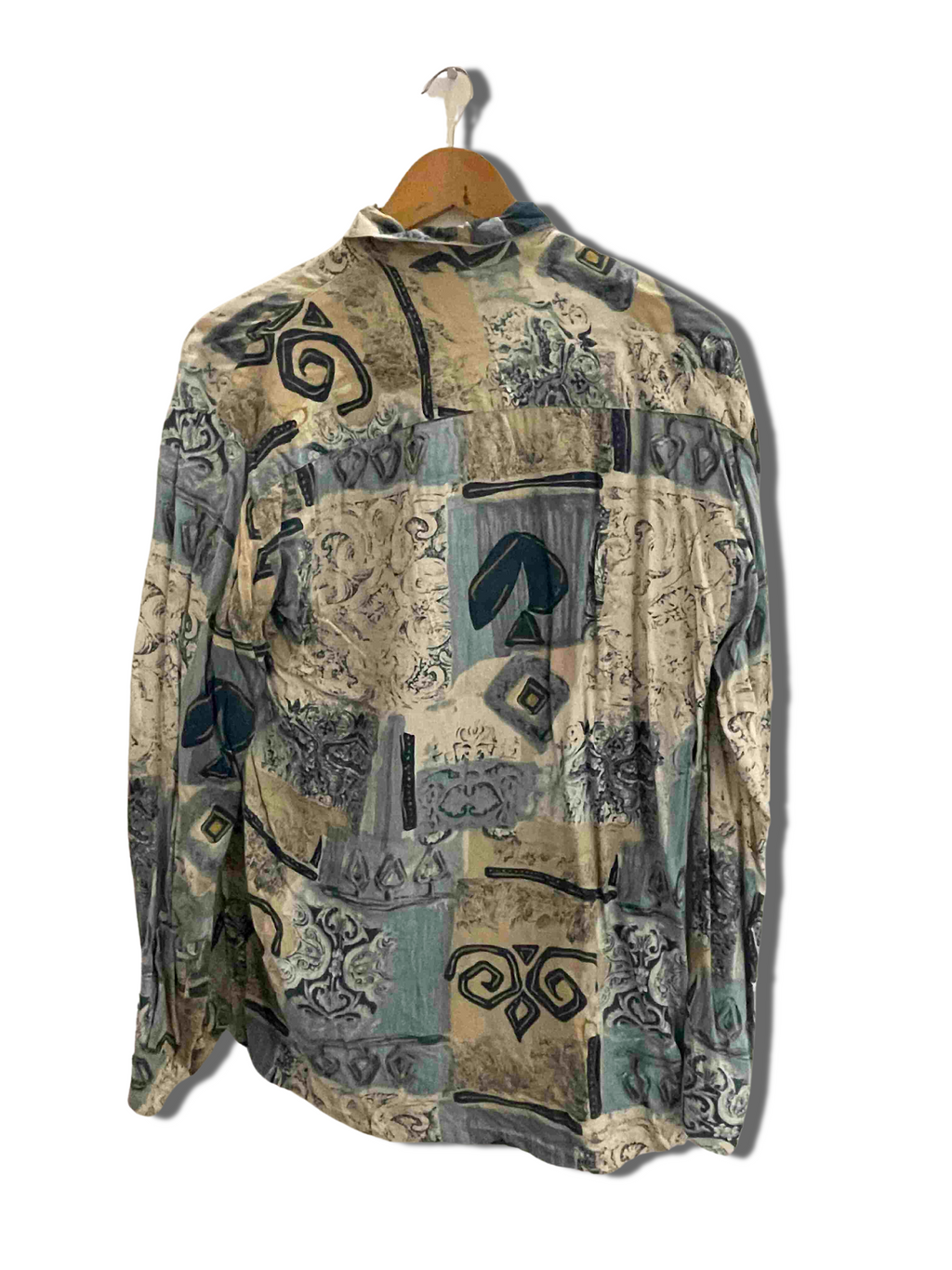 Vintage Amberto Rosetti cream abstract pattern festive small shirt