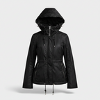 Vintage women You Kuperus black full zip black hooded winter jacket in S|L25 W14|SKU 6378