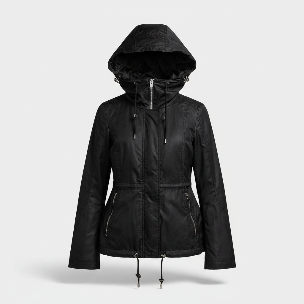 Vintage women You Kuperus black full zip black hooded winter jacket in S|L25 W14|SKU 6378