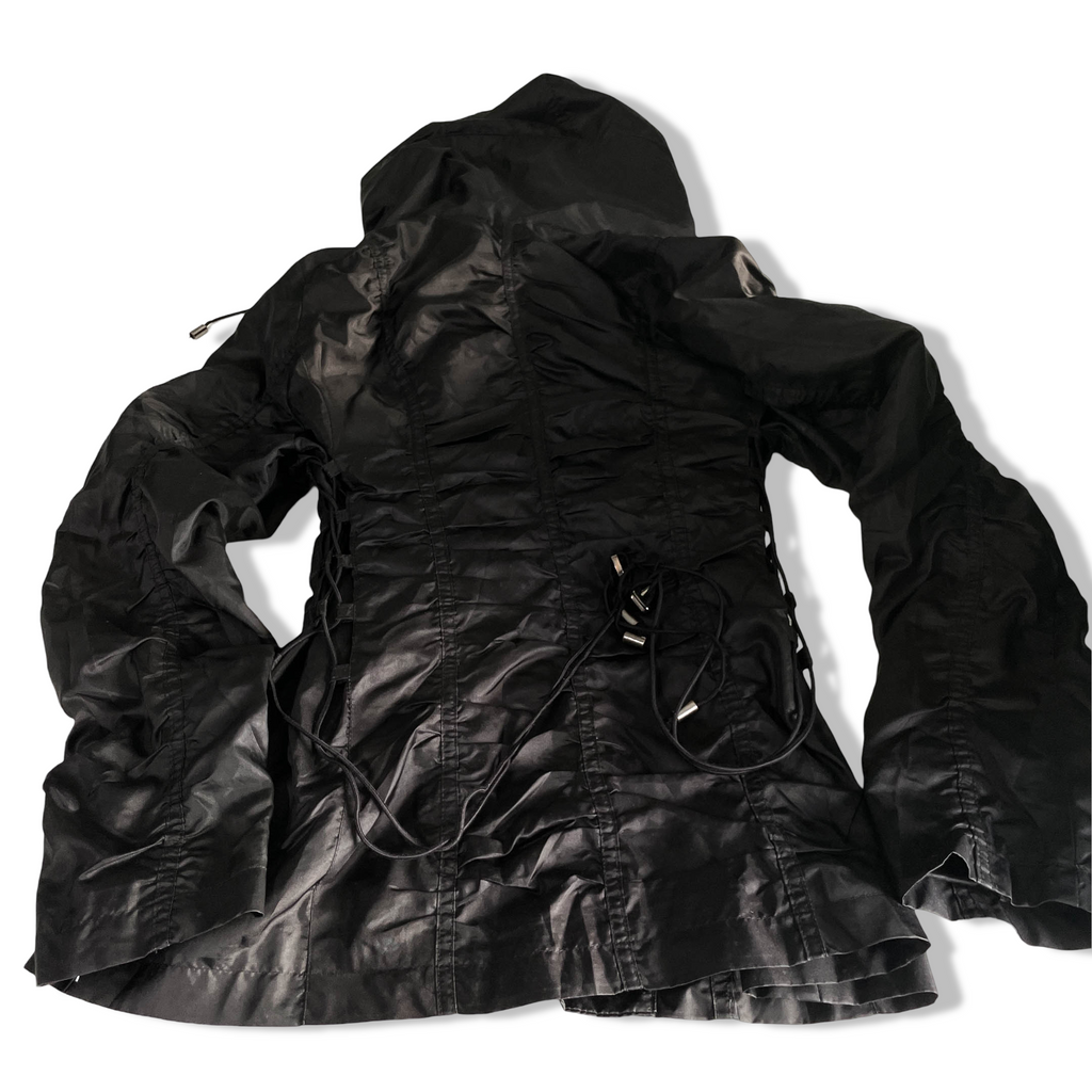 Vintage women You Kuperus black full zip black hooded winter jacket in S|L25 W14|SKU 6378