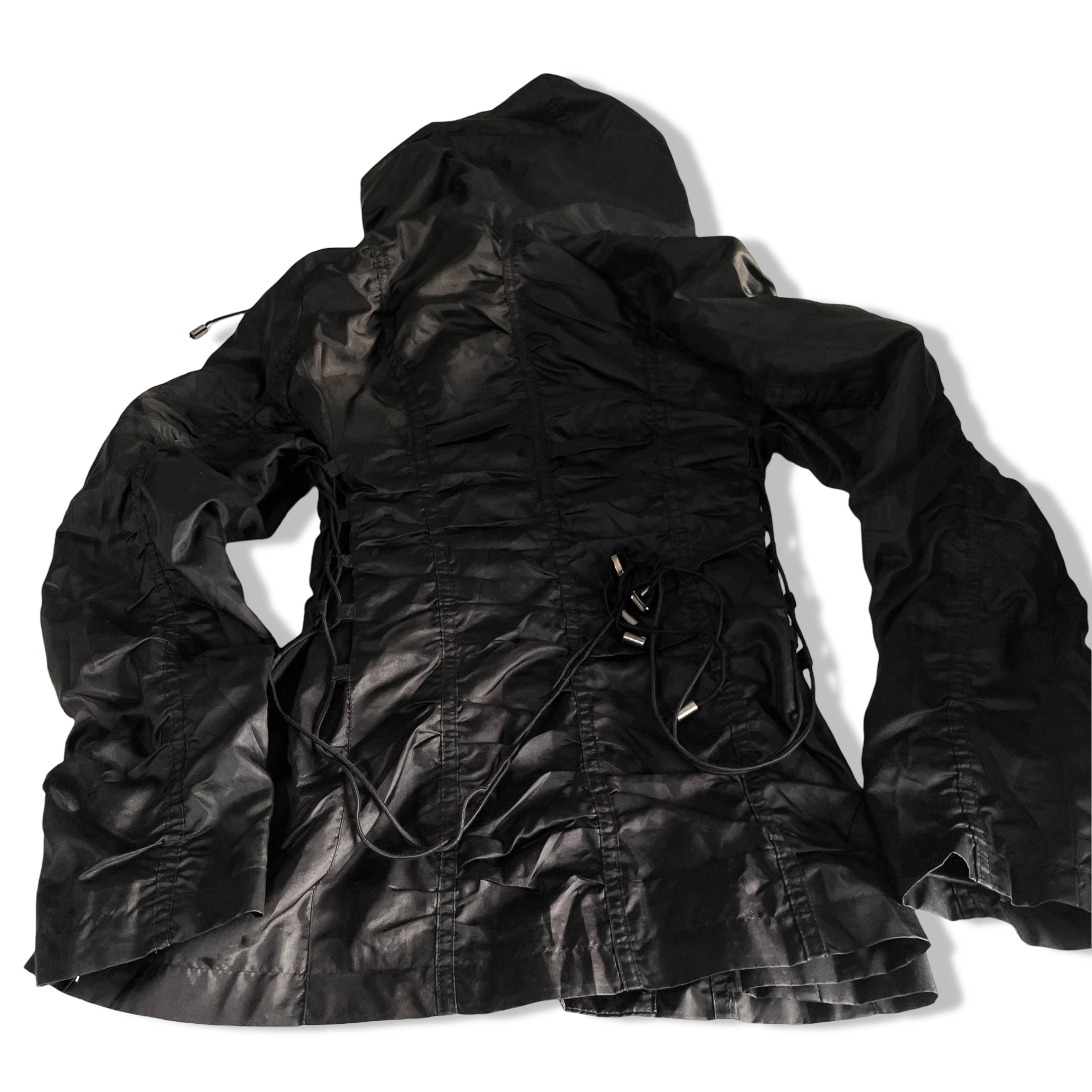 Vintage women You Kuperus black full zip black hooded winter jacket in S|L25 W14|SKU 6378