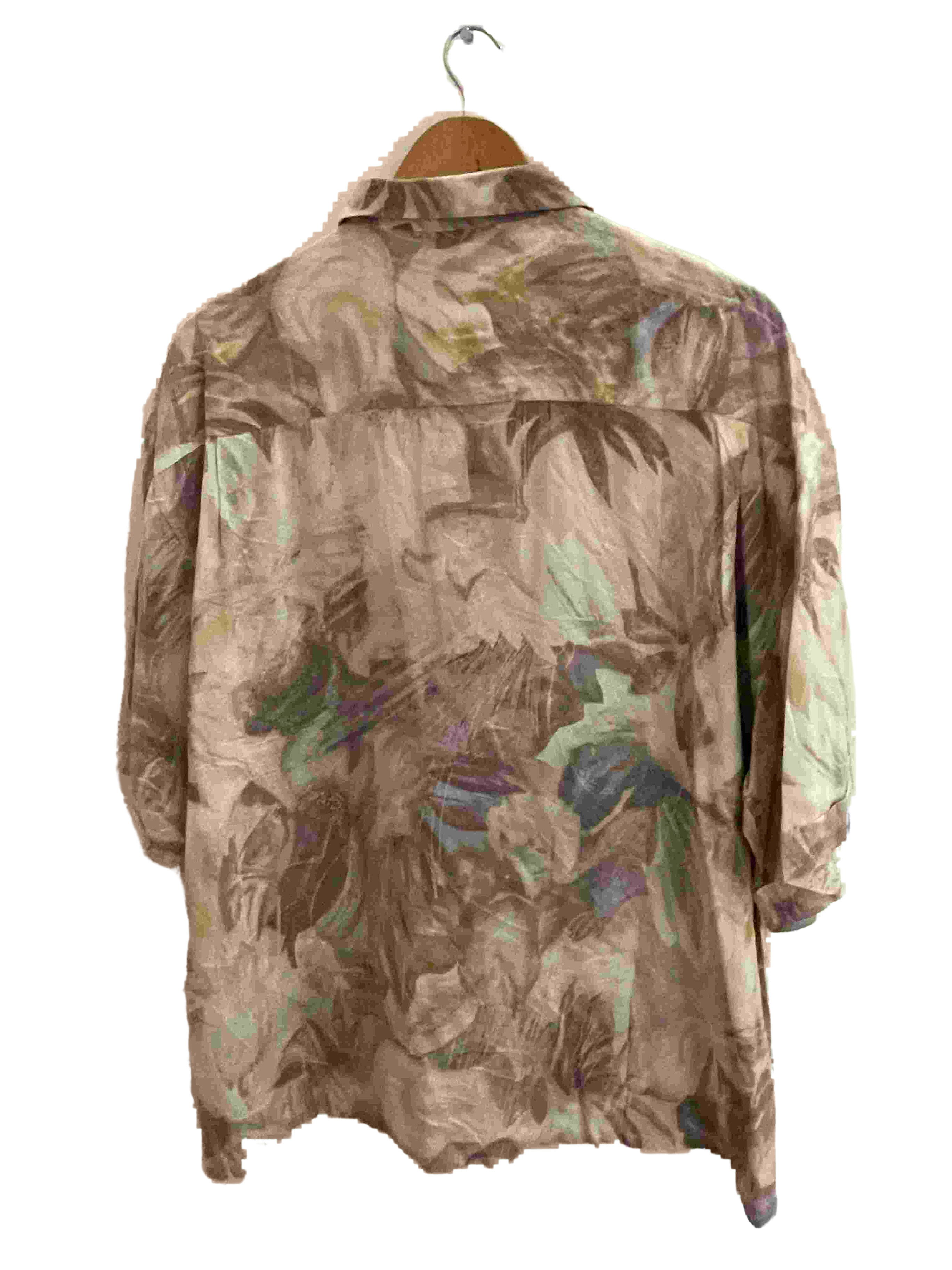 Vintage cream Auro floral print festive mens medium shirt