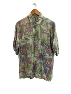 Vintage multi abstract pattern festive mens long sleeve shirt size XL