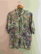 Vintage multi abstract pattern festive mens long sleeve shirt size XL