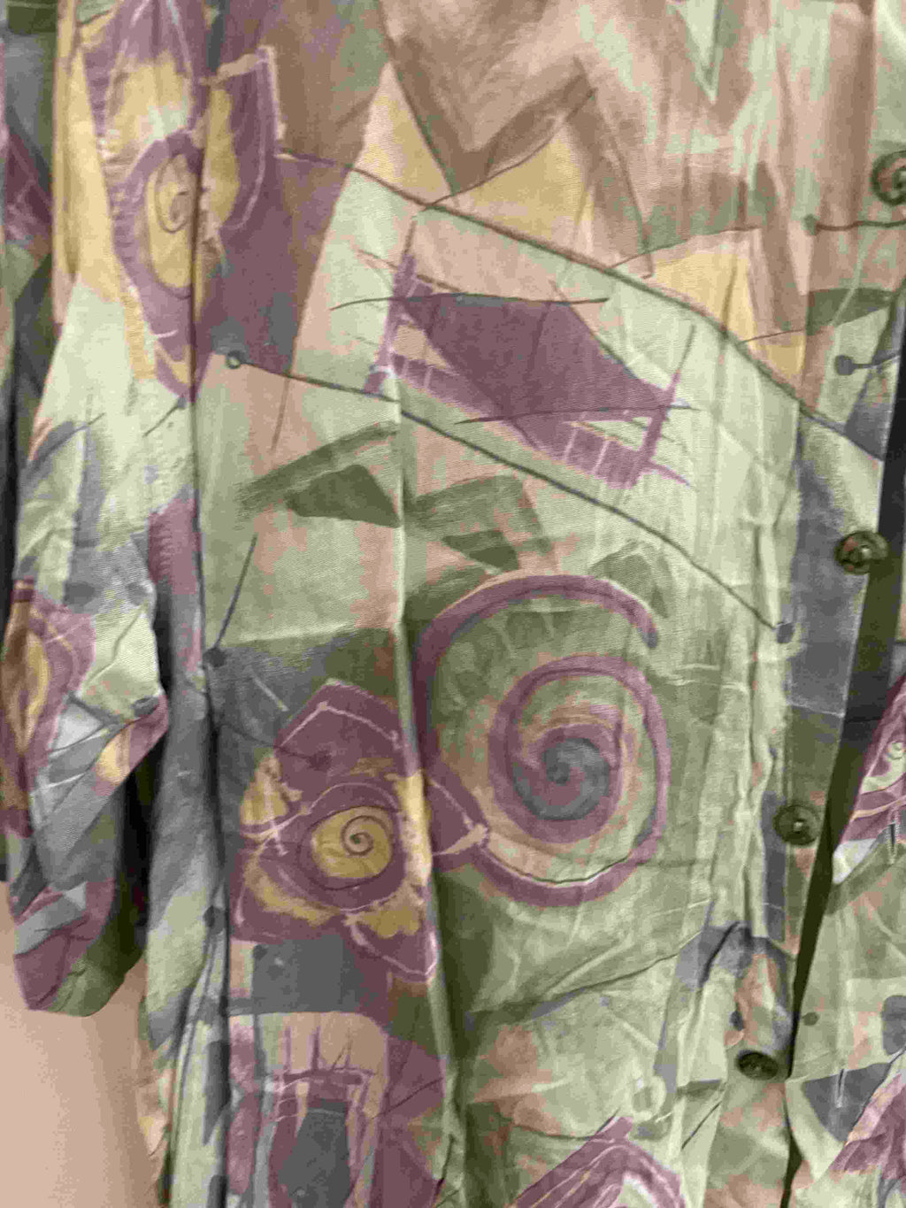 Vintage multi abstract pattern festive mens long sleeve shirt size XL