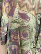 Vintage multi abstract pattern festive mens long sleeve shirt size XL