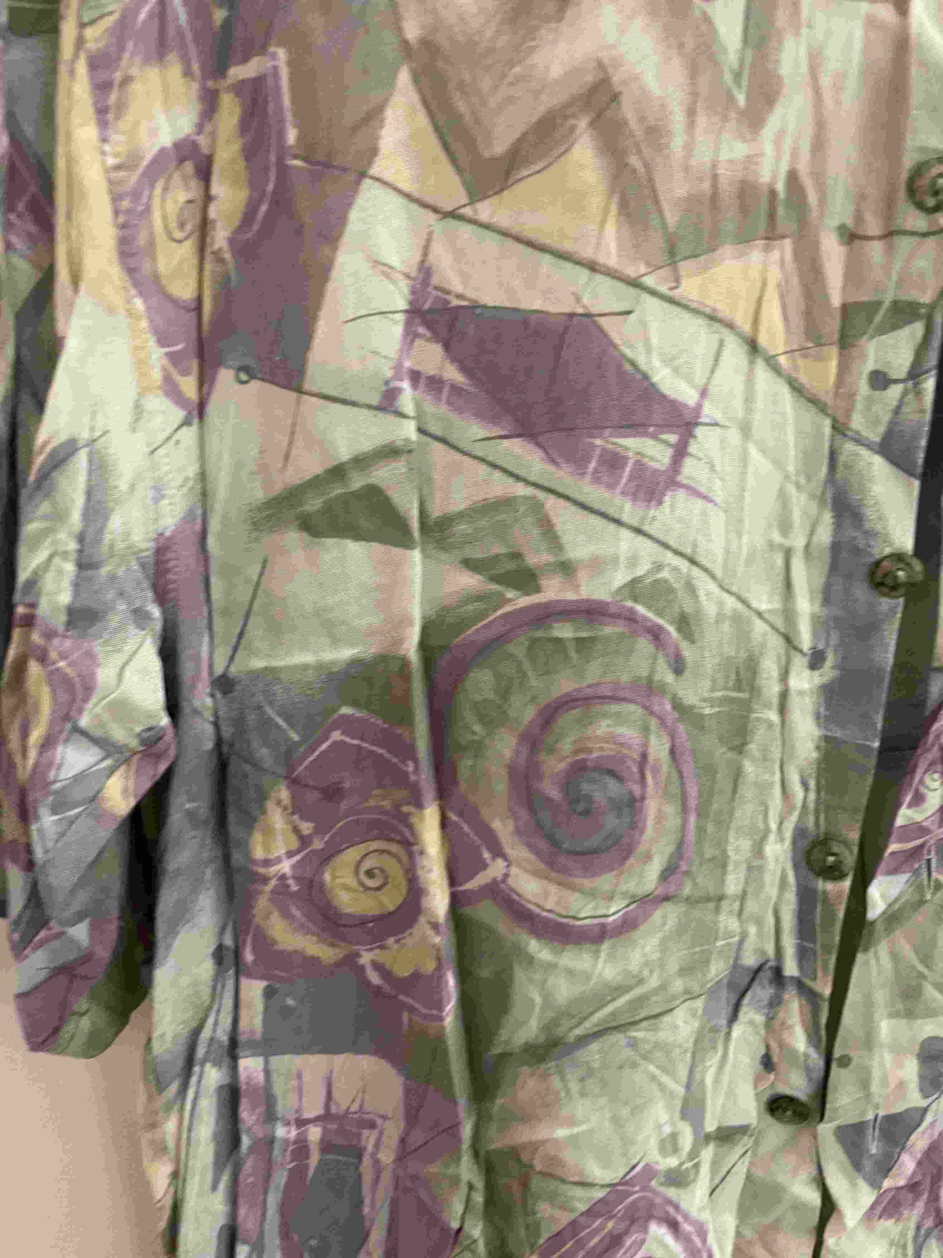 Vintage multi abstract pattern festive mens long sleeve shirt size XL