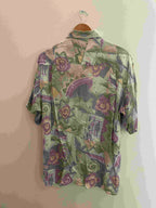 Vintage multi abstract pattern festive mens long sleeve shirt size XL