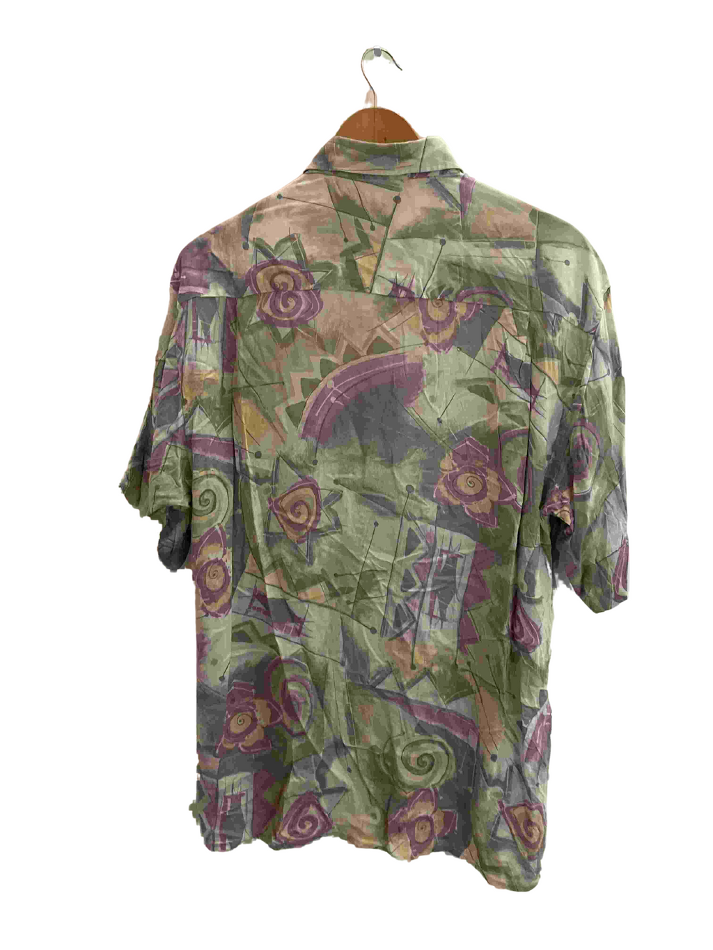 Vintage multi abstract pattern festive mens long sleeve shirt size XL