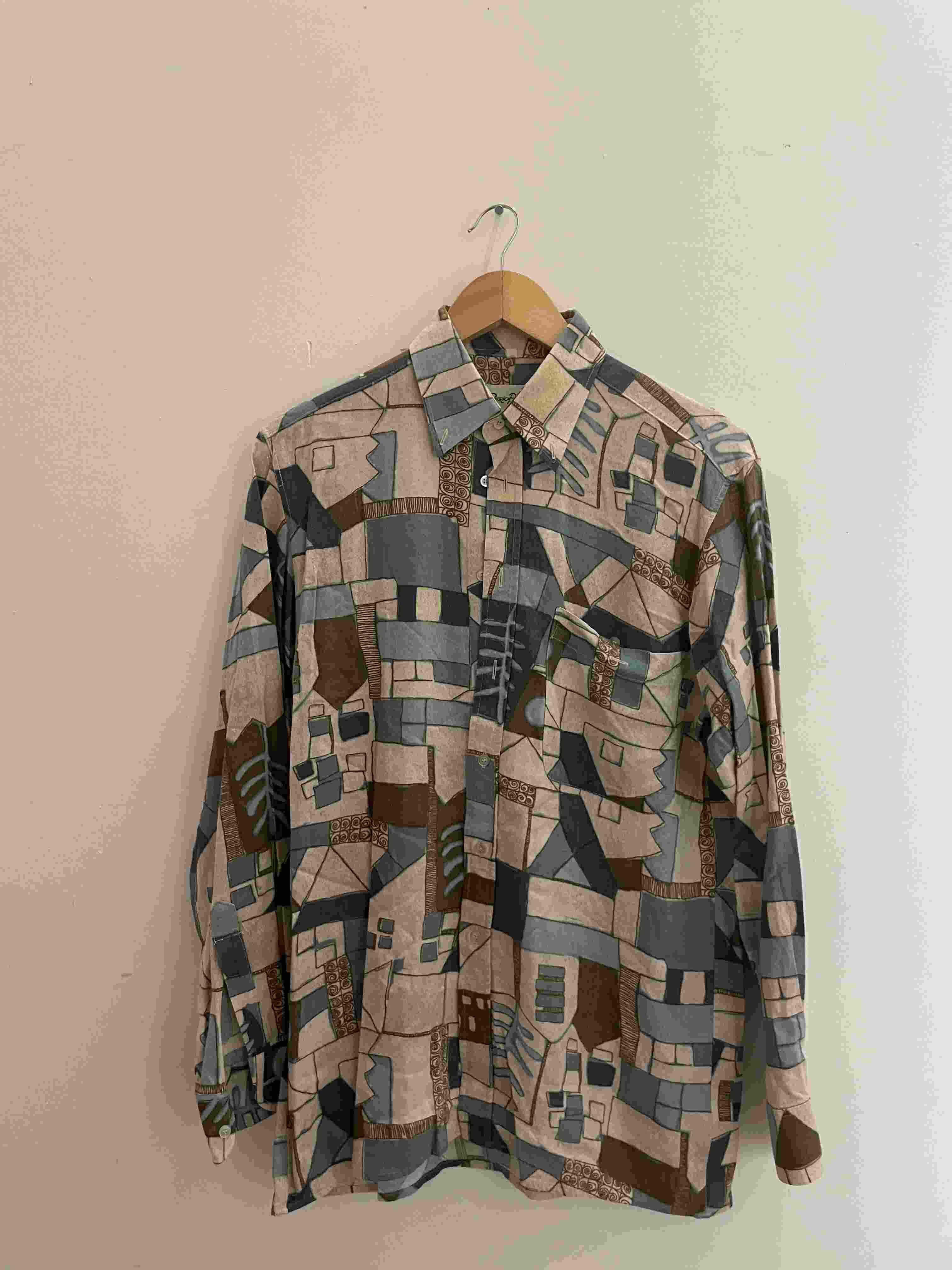 Vintage Patrick bernard abstract pattern multi mens small shirt