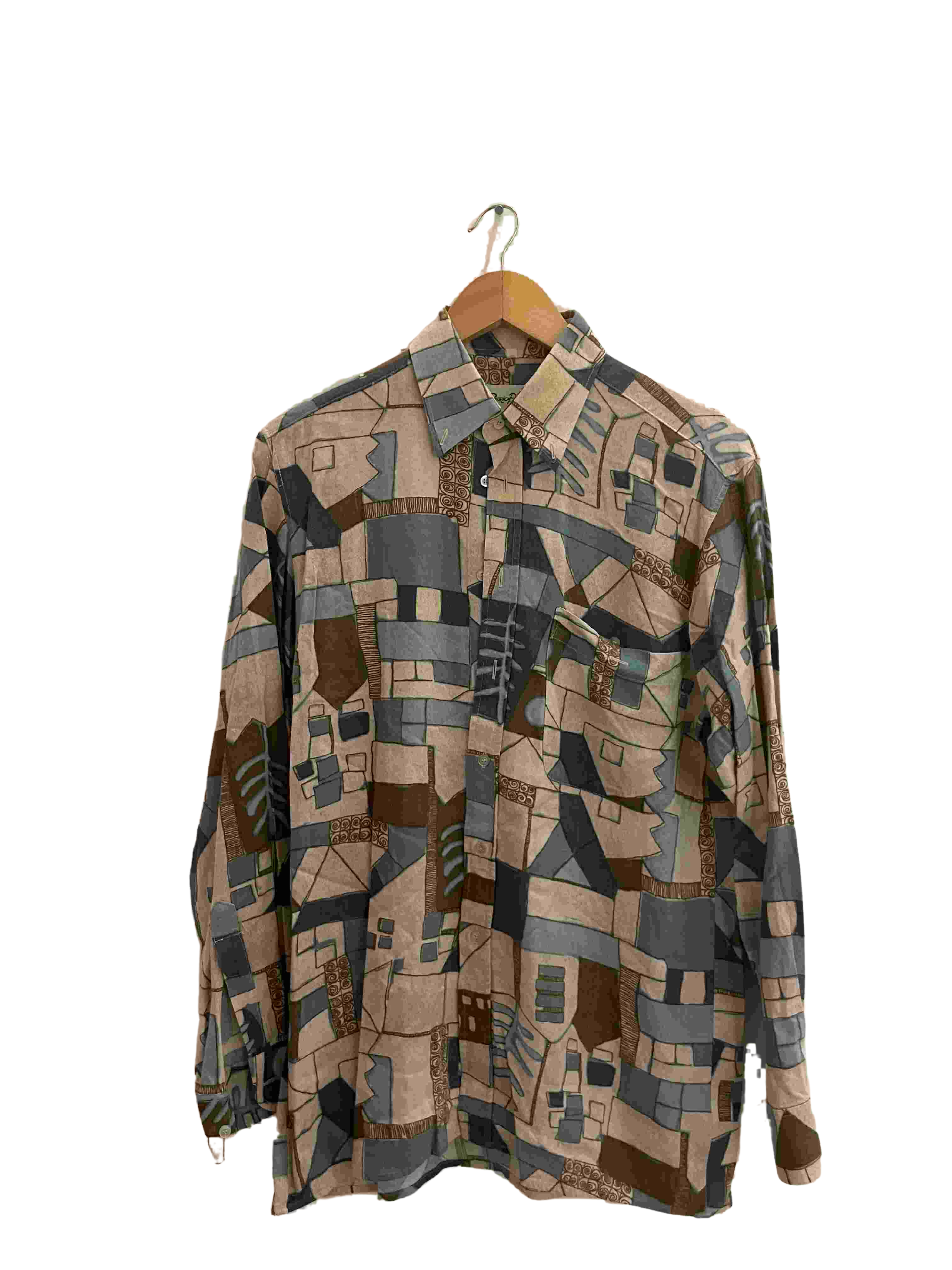 Vintage Patrick bernard abstract pattern multi mens small shirt